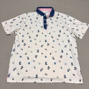 Arnold Palmer Puma Polo Shirt Mens XL Geometric Beach Performance Stretch Golf